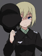 youkan-hh.sakura.ne.jp20111028a.jpg 1_female 1girl blonde blonde_hair blue_eyes brown_hair erica_hartmann female hat hat_over_one_eye headwear mature military military_uniform multicolored_hair safe sankaku_channel serious shaded_face short_hair solo strike_witches two-tone_hair two_tone_hair uniform world_witches_series youkan // 585x780 // 82.2KB