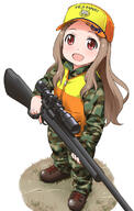 10s 1_female 1girl aoba_kokona blush brown_hair commentary_request female firearm gun hair_clip hair_ornament hairclip hat headwear holding holding_object holding_weapon hunting long_hair m24 mature open_mouth rifle safe sankaku_channel smile sniper_rifle solo weapon yama_no_susume youkan // 700x1100 // 181.3KB