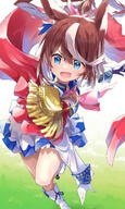 1girl absurdres animal_ears ascot bangs blue_eyes blue_sky blurry blurry_background brown_hair clouds d day depth_of_field epaulettes eyebrows_visible_through_hair hair_between_eyes hair_ribbon hand_on_hip hand_up hatsuga_(dmaigmai) hatuganookome high_ponytail highres horse_ears horse_girl horse_tail jacket looking_at_viewer multicolored_hair outdoors pink_neckwear pink_ribbon pleated_skirt ponytail ribbon safe single_epaulette skirt sky smile solo streaked_hair tail tokai_teio tokai_teio_(umamusume) uma_musume_pretty_derby umamusume uniform white_hair white_jacket white_skirt はつが ウマ娘 ウマ娘プリティーダービー ウマ娘プリティーダービー1000users入り トウカイテイオー(ウマ娘) トウカイテイオーちゃん 女の子 // 4500x7500 // 18.2MB