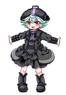1girl adapted_costume arm_guards ascot black_ascot black_footwear black_headwear black_skirt bondrewd bondrewd_(cosplay) boots botos child coat commentary_request cosplay d eyes_visible_through_hair fang female_child full_body general green_hair hat lolibooru long_sleeves looking_at_viewer made_in_abyss multicolored_hair multicoloured_hair open_clothes open_coat open_mouth outstretched_arm outstretched_arms pigeon-toed pouch prushka red_eyes safe short_hair skirt smile smug solo source_image_text spread_arms standing streaked_hair tachi-e tsurime v-shaped_eyebrows vfiuueovqqvzykt white_hair // 834x1194 // 101.5KB