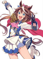 1girl animal_ears arm_up ascot black_gloves blue_eyes blush boots brown_hair commentary commentary_request d epaulettes gloves hair_ribbon highres horse_ears horse_girl horse_tail long_hair long_sleeves mismatched_gloves multicolored_hair open_mouth pink_neckwear pink_ribbon pleated_skirt ponytail questionable ribbon safe shirt simple_background single_epaulette skirt skirt_lift smile solo standing standing_on_one_leg streaked_hair tagme tail tokai_teio tokai_teio_(umamusume) toukai_teio uc_yuk uma_musume_pretty_derby umamusume uniform upper_teeth very_long_hair white_background white_footwear white_gloves white_hair white_shirt white_skirt yande.re yuko_(uc_yuk) ウマ娘 ウマ娘プリティーダービー ウマ娘プリティーダービー1000users入り トウカイテイオー トウカイテイオー(ウマ娘) 夕子 // 1500x2039 // 1.7MB