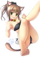 1_female 1girl animal_ears animal_tail ass bandeau bare_arms bare_legs bare_shoulders barefoot bell bell_collar bikini black_bikini black_swimsuit breasts brown_hair camel_toe cameltoe cat_ears cat_tail cleavage collar commentary_request danbooru-safebooru ears feet feet_out_of_frame female foot_focus foreshortening green_eyes hair_tie hands_up high_resolution highres jingle_bell knee_up leg_up legs looking_at_viewer lying medium_breasts neck_bell nekomimi open_mouth original original_character paw_pose paw_print photoshop_(medium) pixiv_24946865 pixiv_75517985 point_of_view ponytail pov pov_feet questionable raised_leg red_collar safe safebooru sankaku_channel sensitive shibacha shibacha_0728 side-tie_bikini side-tie_bikini_bottom simple_background smile solo strapless strapless_bikini strapless_swimsuit swimsuit swimwear tail thighs tied_hair toes white_background しっぽ にゃぁ-20190702 リボン 柴茶(しばちゃ) // 1063x1500 // 449.9KB