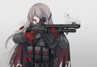 1girl absurdres benelli_m1014 benelli_m4 black_jacket cape casing_ejection commentary covered_mouth evelyn_(girls'_frontline_nc) evelyn_(neural_cloud) eyepatch fanart fanart_from_pixiv female gar32 general girls'_frontline girls'_frontline_neural_cloud gloves grey_background grey_hair gun highres holding holding_gun holding_weapon jacket load_bearing_vest long_hair long_sleeves neural_cloud one_eye_showing pixiv red_cape red_eyes red_gloves shell_casing shotgun shotgun_shell simple_background smoke solo tactical_clothes torn_cape torn_clothes upper_body very_long_hair weapon weapon_request weapons // 3292x2274 // 2.1MB