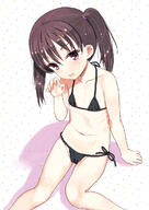 1girl arm_support bangs bare_arms bare_legs bare_shoulders barefoot bikini black_bikini black_swimsuit blush brown_hair clavicle clothing collarbone commentary_request contentious_content eyebrows_visible_through_hair feet female flat_chest general groin high_resolution highres jiji jiji_(aardvark) jiji_aardvark legs loli lolibooru long_hair looking_at_viewer micro_bikini navel original petite pettanko purple_eyes q questionable safe sankaku side-tie_bikini side-tie_bikini_bottom simple_background sitting solo swimsuit tied_hair twin_tails twintails twintails_day white_background // 860x1214 // 150.9KB